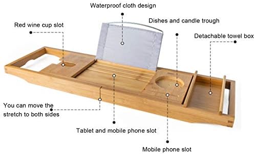 Bath Caddy Tray for Tub, Bamboo Bathtub Tray Caddy 29.5-42.9 inch Expandable with Wine Glass Holder, Book Stand and Phone Slot Luxury Bubble Bath Accessories & Spa Decor Distinctive Gift - Image 4