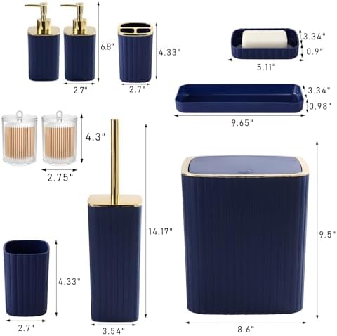 XLHOMO Bathroom Accessories Set - Gorgeous Navy Blue Bathroom Set, 10PC - Image 3
