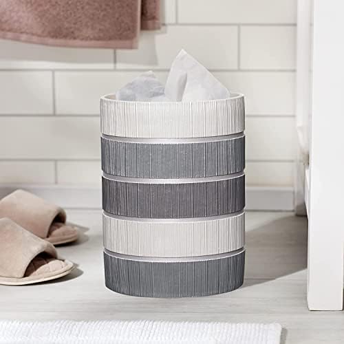 Zahari Home 2pc Modern Line Stylish Bath Accessories Set Waste Basket & Square Tissue Box Cover Classic Contemporary Decorative Beautiful Designs Gray Bathroom Decor Set for Home Modern Bath Set - Image 3