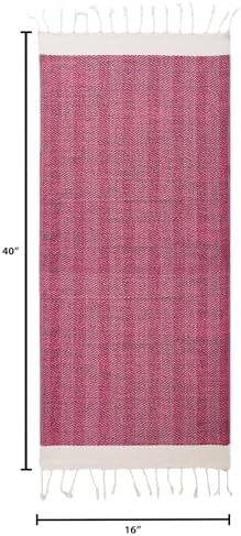 BAY LAUREL Turkish Hand Towel – Pack of 2 | Soft & Absorbent Decorative Towels for Bathroom, Hand, Face, Hair, Gym, Yoga, SPA, Kitchen & Tea | Boho Decor (Fuchsia, Herringbone 16X40 Inches (Set of 2) - Image 5