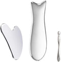 Stainless Steel Gua Sha Facial Tools 3 in 1 with Pouch,Facial Massage Tool Kit for Women’s Skincare Routine, Brighten and Sculpt Your Skin,Reduce Inflammation and Puffiness, Silver