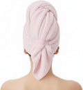KEEPOZ Cotton Hair Towel Quick Dry Hair Towel Hair Drying Towels Suitable for All Kinds of Hair Ultra Absorbent Long and Thick Hair 26X40inch (Pink)