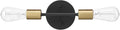Globe Electric 52085 10" 2-Light Reversible Vanity Wall Light, Matte Black, Brass Accent Socket, Dimmable Lighting, E26 Open Socket, Beauty Room Accessories, Home Decor, Modern Lights for Bathroom