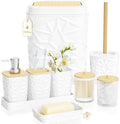 Bathroom Accessory Set, 9-Piece White Bathroom Set with Trash Can, Toilet Brush, Soap Dispenser, Soap Dish, Toothbrush Holder, Tumbler, Q-tip Holders & Tray, for Hotel/Apartment, Housewarming Gift by Unknown