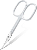 CGBE Cuticle Scissors Extra Fine Curved Blade, Super Slim Manicure Scissors for Cuticles Professional Small Scissors with Precise Pointed Tip Grooming Blades, Eyebrow, Eyelash, and Dry Skin - White