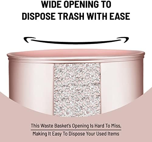 Zahari Home 2pc Sinatra Modern Bath Accessories Set Waste Basket & Tissue Box Modern Decorative Beautiful Designs Bathroom Decor Set for Home Blush Bathroom Set Mosaic Glass - Image 5