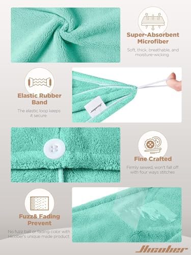 Hicober Microfiber Hair Towel Wrap for Women, Pink Purple Green, 3-Pack - Image 3