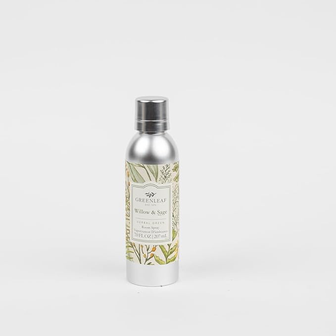 Greenleaf Gifts Willow & Sage Scented Room Air Freshener Spray | Non-Aerosol 7 oz Spray | Floral Scented Air Freshener for Home | Home Fragrance for Bedroom & Bathroom