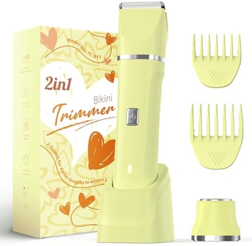 Risina Bikini Trimmer for Women - Bikini Shaver, Wet/Dry Electric Razor for Women, Dual Head Trimmer for Bikini Line and Underarms, IPX7 Waterproof, Cordless Rechargeable, Birthday Gifts for Women by Risina
