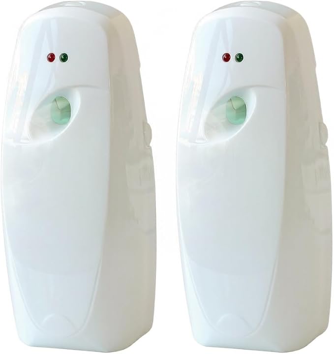 Automatic Air Freshener Spray Dispenser 2-Pack, Wall Mount or Tabletop for Home & Commercial Use, Adjustable Timer for Bathroom, Office, Restroom, Eliminates Odors with Glade Compatible Refill