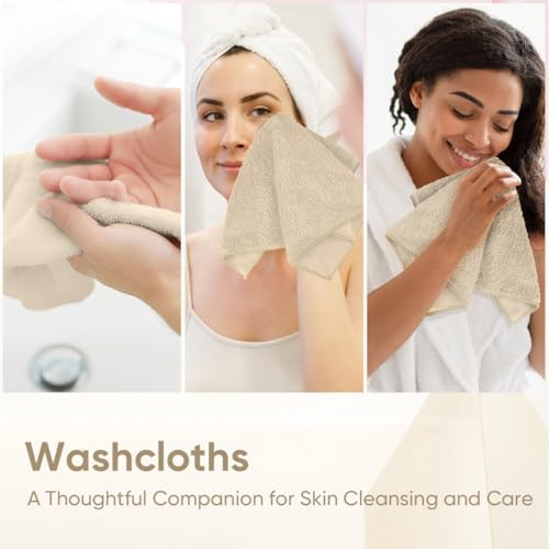 HOMEXCEL Washcloths 24PK, Ultra Soft&Highly Absorbent Face Towels, 12X12 in - Image 6