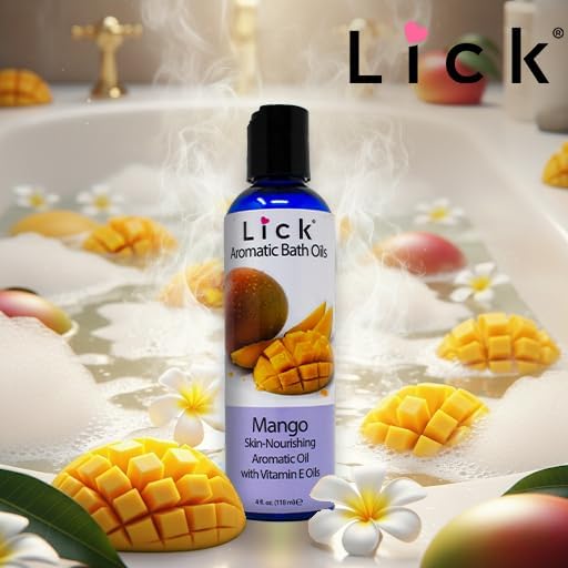 Lick Mango Scented Aromatic Bath Oil - Tropical Aromas Set - Soothing Bath Soak Oils, 4 oz