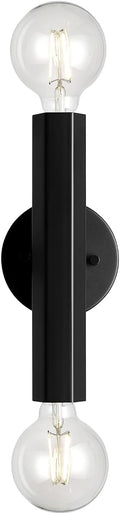 Globe Electric 2-Light Vanity Light, Matte Black, Hexagonal Bar, Minimalist Industrial, Vertical Horizontal Mount, 63000198