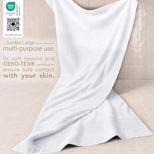 Cotton Paradise 100% Cotton Turkish Towel Set, Soft Absorbent Quick Dry, 2 Piece 35x70 Bath Sheet Set, Snow White - Image 3