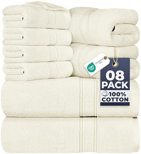 Utopia Towels 8 Piece Majestic Plush Luxury Towel Set, Cotton, Ivory by UTOPIATOWELS