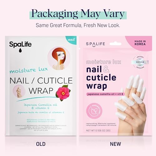SpaLife Japanese Camellia Oil & Vitamin E Nail Cuticle Wrap 6-Pack (60 Count) - Moisturizing Masks, Dermatologist Recommended, Hydrating Cuticle Repair Mask for Brittle Nails, Spa Treatment - Image 2