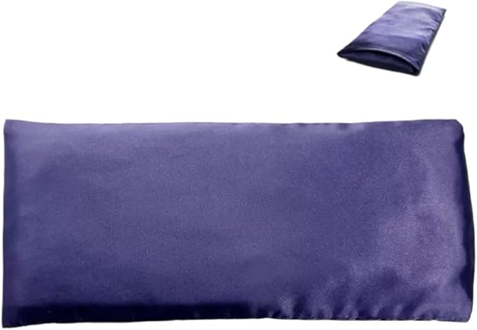 Flexseed Eye Pillow, Hot or Cold Weighted Satin Eye Mask, Microwaveable Moist Heat Eye Compress, Unscented Washable, Perfect for Sleeping, Yoga, Migraine Relief, Pack of 2 (Unscented)