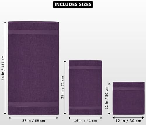 Utopia Towels 8 Piece Luxury Towel Set – Majestic Plush, Super Absorbent & Quicker-to-Dry, Thick 100% Ring Spun Cotton Towels for Bathroom, Spa & Hotel – 2 Bath, 2 Hand, 4 Washcloths, Plum (Pack of 2) - Image 2