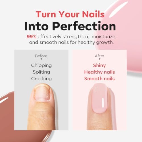 modelones Nail Strengthener and Growth, 2PCS Pink Berry Brown Nail Polish - Image 4