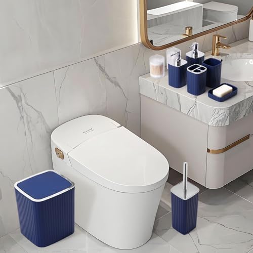 XLHOMO 26PC Bathroom Accessories Set - Gorgeous Blue Bathroom Set, Bathroom Accessory Set, Blue Shower Curtain Set with Bathtub Mats for Shower Tub - Image 4