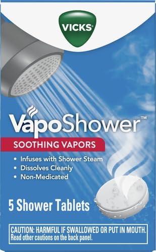 Vicks VapoShower, Shower Tablet, Shower Bomb, Aromatherapy Vapors, Eucaplytus & Menthol, Soothing Non-Medicated Vapor Steam, 5ct (Pack of 2)