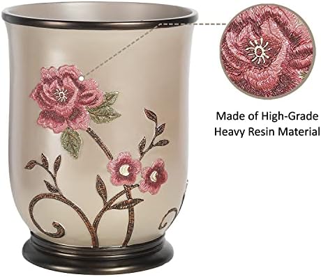 Zahari Home 2pc Larrisa Floral Bathroom Decor Set Waste Basket for Bathroom & Tissue Cover Modern Classic Contemporary Decor Stylish Unique Design Beautiful Bathroom Accessories Set - Image 4