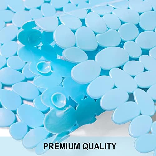 Bathtub Mat Non Slip Pebble Bath Shower Mat 35"X16" with Suction Cups,Blue - Image 6