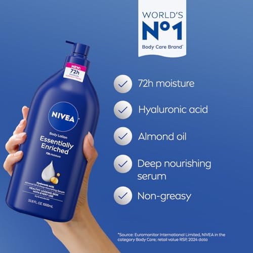 NIVEA Essentially Enriched Body Lotion Very Dry Skin, 33.8 Fl Oz Value Size (Pack of 9) - Image 3