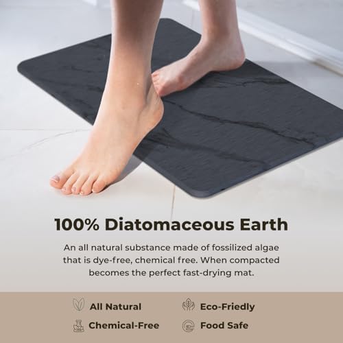 TOSORO - Stone Bath Mat Diatomaceous Earth Shower Mat Non-Slip Super Absorbent Diatomite Stone Bath Mats for Bathroom Floor Quick Drying Natural Easy to Clean (23.5 x 15) - Graphite, 2pcs - Image 4