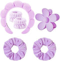 Spa Headband Set Washing and makeup sponge hair hoop suit bath towel cloth for cleaning the face or bath beam. (Purple, Average code) by Pezlun