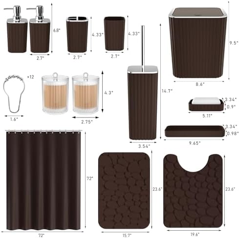 XLHOMO Bathroom Set - Brown Bathroom Sets with Shower Curtain and Rugs - Image 3