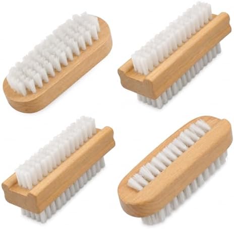 4 Pcs Wooden Nail brush Two Sided for Cleaning Fingernails,Fingernail Scrub Brushes Soft Stiff Bristles,Nature Wooden Scrubber Nails Toes Cleaning Brush for Men Women Kids by Unknown