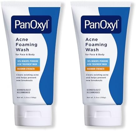 PanOxyl Acne Foaming Wash, 10% Benzoyl Peroxide, 5.5 oz, Pack of 2 by PanOxyl