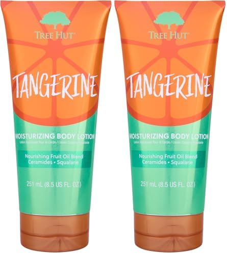 Tree Hut Tangerine Moisturizing Body Lotion, Ceramide and Squalene Formula Helps Protect Skin, Long-lasting Hydration Leaves Skin Feeling Soft & Moisturized, 8.5 Fl Oz. (Pack of 2) by TreeHut