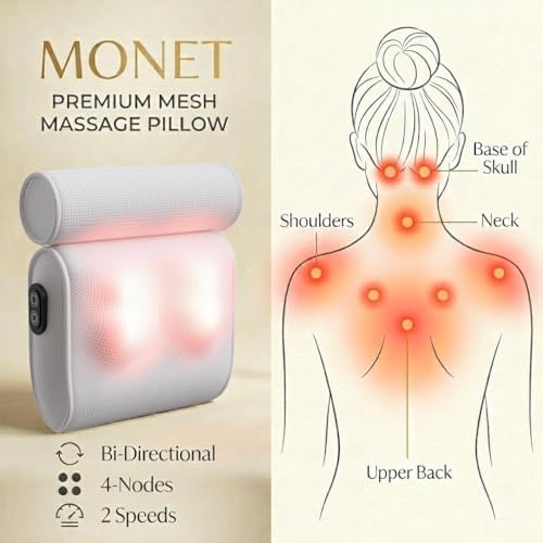 MONET Massaging Bath Pillow — Shiatsu Neck and Back Massager for Tub with 2 Speeds — IPX8 Waterproof Deep Kneading Comfort — 4 Massage Nodes USB-C Rechargeable — Spa Gift for Women — Fits All Tubs - Image 3