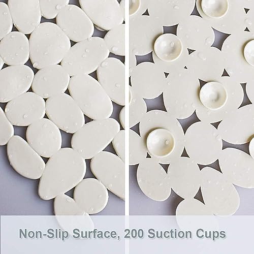 SONGZIMING Bathtub Mat Non Slip 2 Pack, 35 x 16 Inches Pebble Shower Mat with Suction Cups and Drain Holes, Bath Mat for Shower,Bathroom tub (Beige) - Image 2