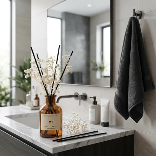 Coconut & Vanilla Scent Reed Diffuser Set for Bathroom Decor - Image 3