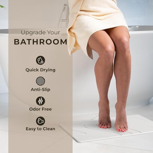 TOSORO - Stone Bath Mat Diatomaceous Earth Shower Mat Non-Slip Super Absorbent Diatomite Stone Bath Mats for Bathroom Floor Quick Drying Natural Easy to Clean (23.5 x 15) - Sandstone - Image 2