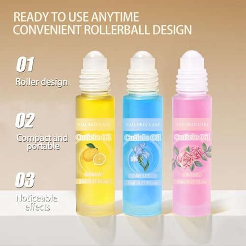 2pcs Cuticle Oil Roller Nourishing Cuticle Oil for Nails Hydrating and Cuticles Moisturizing Nail Care Products(Lemon & Rose) - Image 4