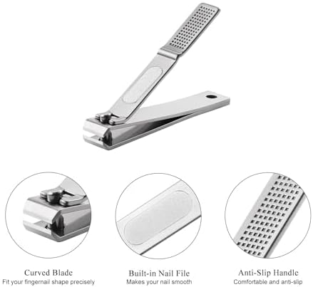 HAWATOUR Nail Clippers Set with Visibly Tin Case, Silver - Image 3