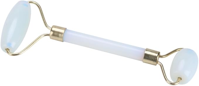 1Pcs Natural Jade Double-head Beauty Roller Anti-Aging Face Roller Eye Neck Massager Slimming Tool Tool(Light Blue)