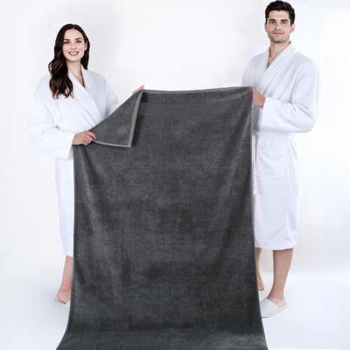 Cotton Paradise 100% Cotton Turkish Towel Set, Soft Absorbent Quick Dry, 2 Piece 35x70 Bath Sheet Set, Dark Gray - Image 5