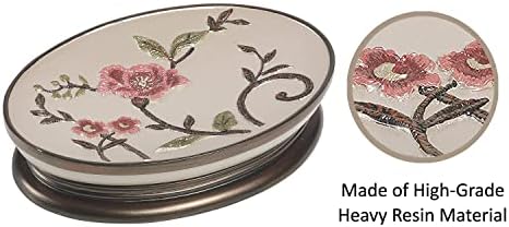 Zahari Home 4pc Larrisa Floral Bathroom Accessories Sets Modern Classic Flower Soap Dispenser, Tumbler, Tooth Brush Holder and Soap Dish Holder Luxury Decor Unique Design Stylish Bathroom Sets - Image 6