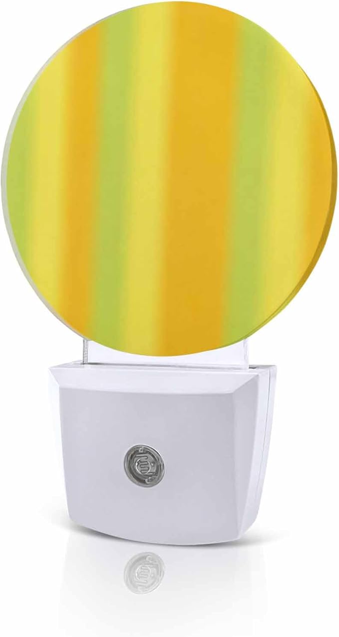 Night Lights Auto Sensor Green Yellow Orange Night Light Gradient Color Stripe Round Lamp Plug-in LED Nightlights Dusk to Dawn for Living Room Bedroom Bathroom Hallway Wall Decor