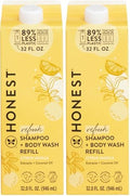 The Honest Company 2-in-1 Cleansing Shampoo Body Wash Refill Carton, Gentle for Baby, Naturally Derived, Tear-free, Hypoallergenic, Citrus Vanilla Refresh, 32 fl oz, (Pack of 2) by TheHonestCompany