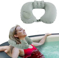 MABOZOO U-Shaped Hot Bathtub Pillow,Inflatable Spa Pillows for Hot Tub with Adjustable Button for Shower, Neck Support Headrest & Leg Pillow for Relaxation Spa Soak in Bathtub by MABOZOO