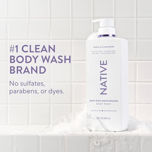 Native Moisturizing Body Wash, Clean & Gentle 24-Hour Hydration with Shea Butter, for Sensitive and Dry Skin, for Women & Men, Sulfate-free, Paraben-free, Vanilla & Cashmere, 22 fl oz - Image 2