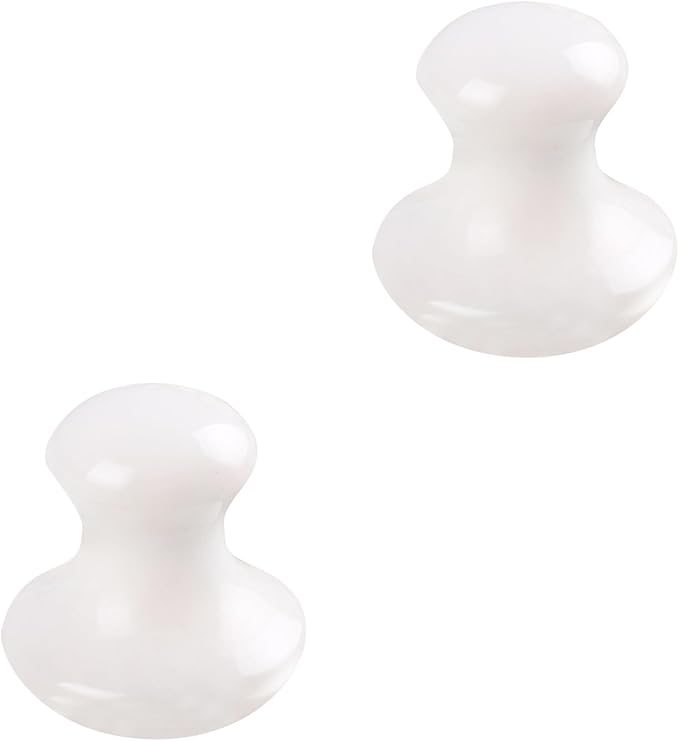 Uonlytech 2Pcs Gua Sha Facial Tools, White Jade Quartz Massage Gua Sha Rollers Stones Scraping Massage Tool for Women Home Spa