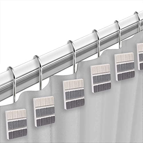 Zahari Home 13pc Modern Line Shower Curtain Set - Gray Luxury Contemporary Shower Curtains with Unique Design & 12 Hooks - Image 5