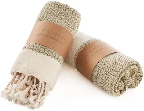 BAY LAUREL Turkish Hand Towel – Pack of 2 | Soft & Absorbent Decorative Towels for Bathroom, Hand, Face, Hair, Gym, Yoga, SPA, Kitchen & Tea | Boho Decor (Yellow, Diamond 15x26 Inches (Set of 2) by BayLaurel